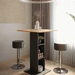 Vicco Set de table de bar Anthracite 75x75cm avec 2 tabourets de bar