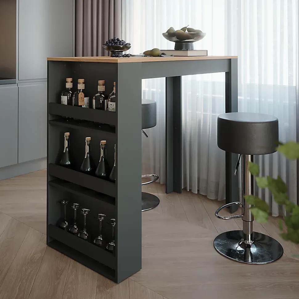 Vicco Set de table de bar Anthracite 57x117cm avec 2 tabourets de bar