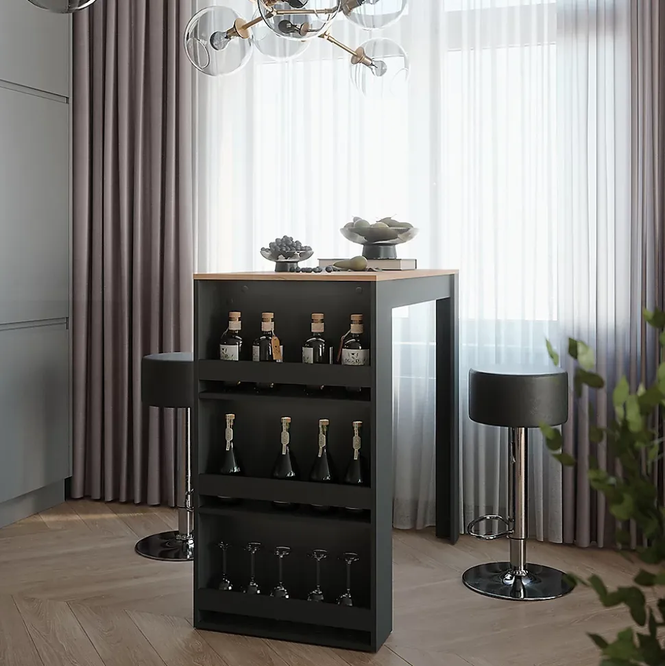Vicco Set de table de bar Anthracite 57x117cm avec 2 tabourets de bar