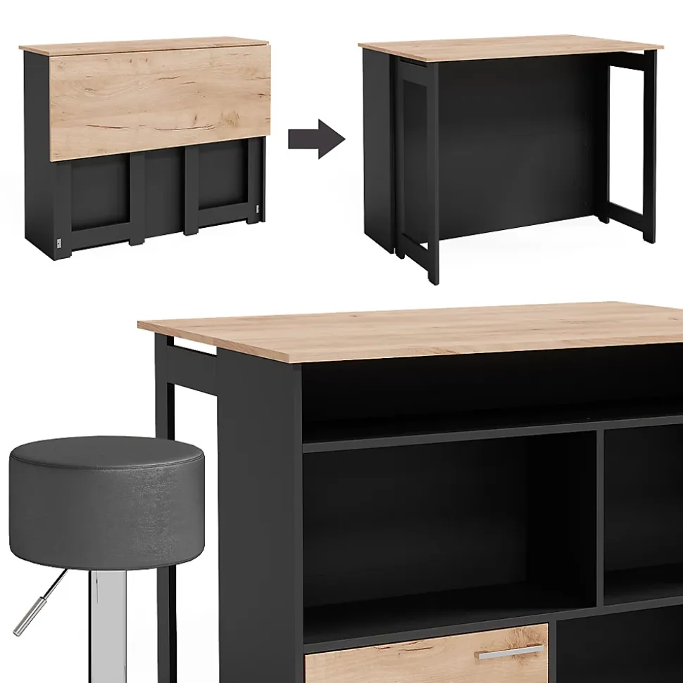 Vicco Set de tables de bar Chêne doré/anthracite 116x37cm avec 2 tabourets de bar