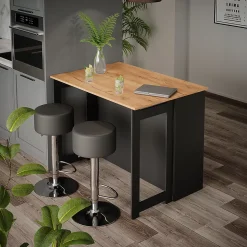 Vicco Set de tables de bar Chêne doré/anthracite 116x37cm avec 2 tabourets de bar