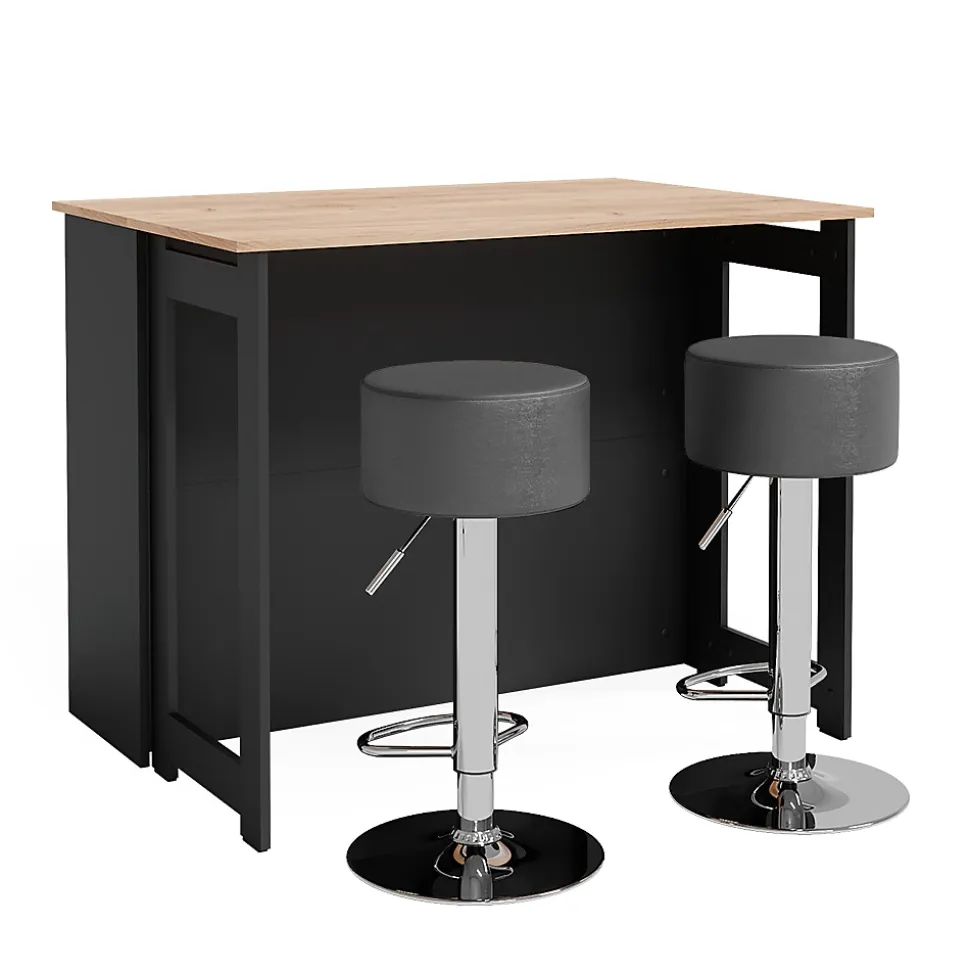 Vicco Set de tables de bar Chêne doré/anthracite 116x37cm avec 2 tabourets de bar