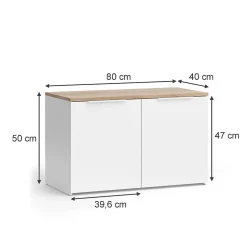 Vicco Sideboard Blanc/Sonoma 40x50cm avec 2 portes