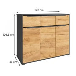 Vicco Sideboard Chêne de force doré 48x101.6cm avec tiroirs