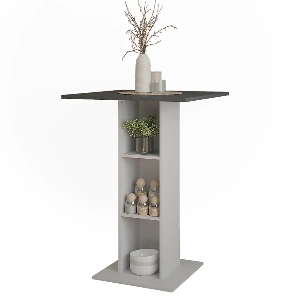 Vicco Table de bar Anthracite/blanc 75x75cm