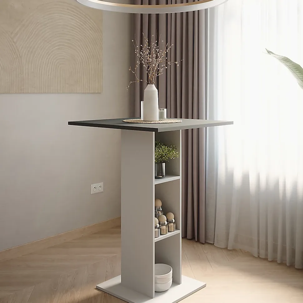 Vicco Table de bar Anthracite/blanc 75x75cm