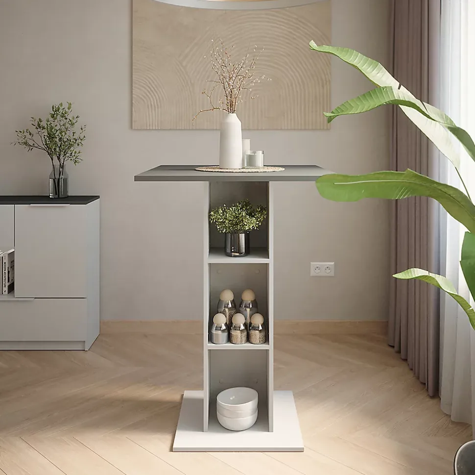 Vicco Table de bar Anthracite/blanc 75x75cm