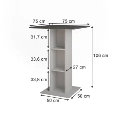 Vicco Table de bar Anthracite/blanc 75x75cm