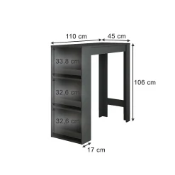Vicco Table de bar Anthracite 45x110cm