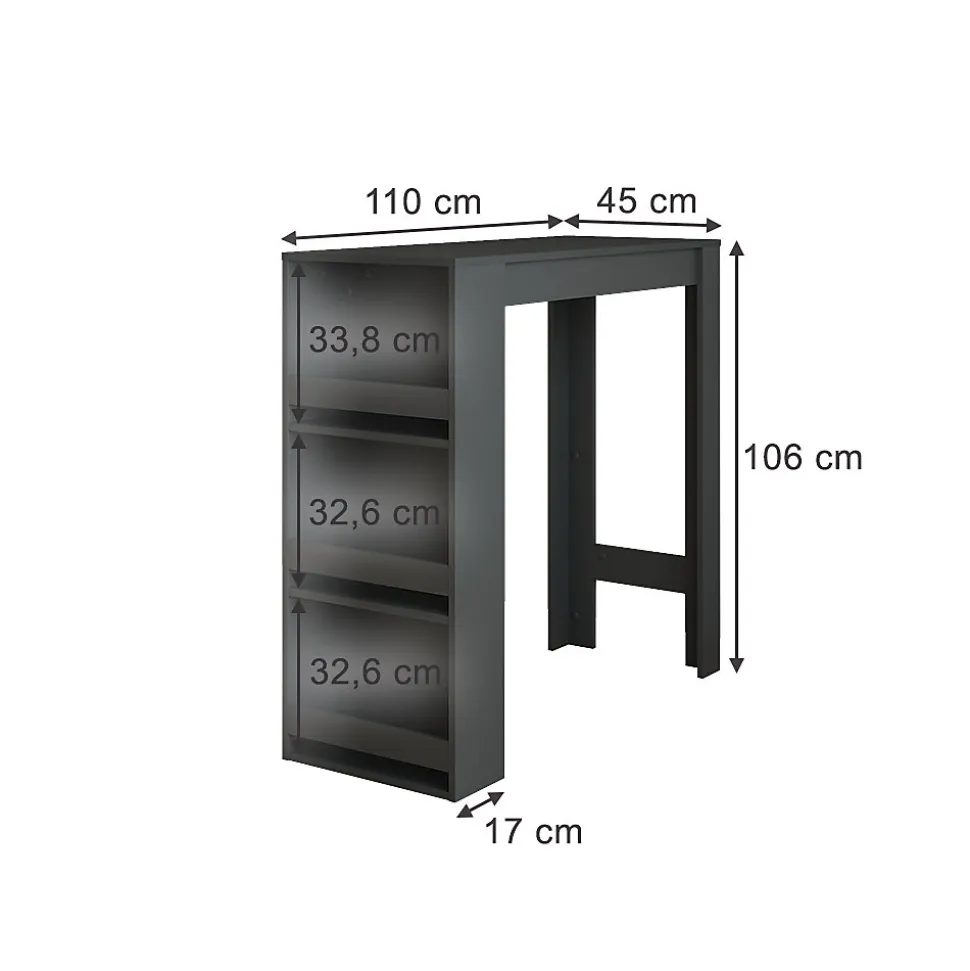 Vicco Table de bar Anthracite 45x110cm