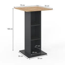 Vicco Table de bar Anthracite 70x70cm