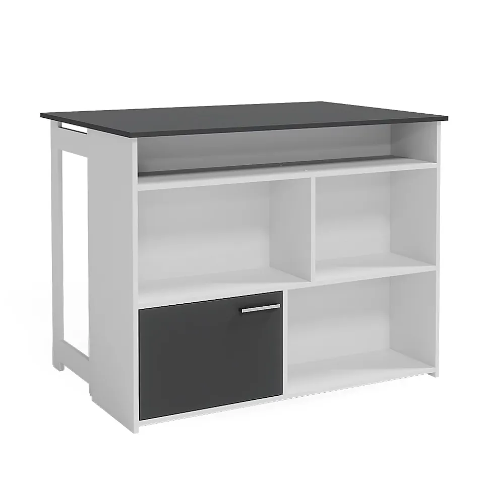Vicco Table de bar Anthracite/blanc 116x37cm 4x compartiments ouverts et 1x porte
