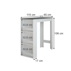 Vicco Table de bar Anthracite/blanc 45x110cm
