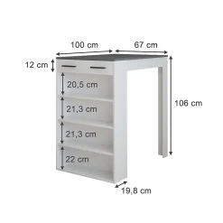 Vicco Table de bar Anthracite/blanc 67x100cm