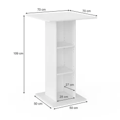 Vicco Table de bar Blanc 70x70cm