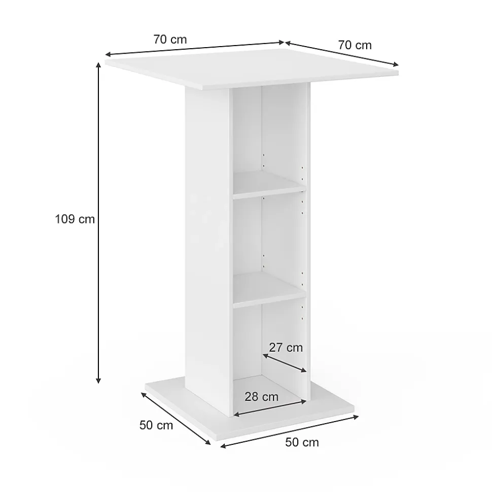 Vicco Table de bar Blanc 70x70cm