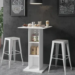 Vicco Table de bar Blanc 70x70cm