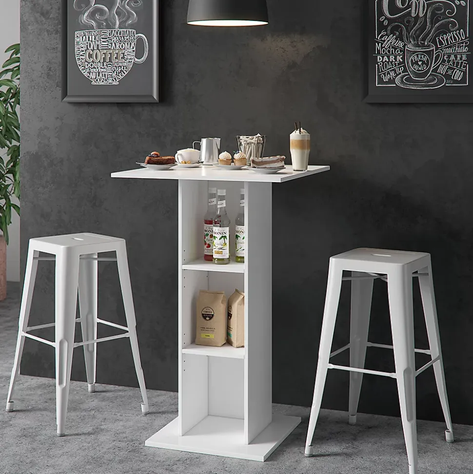 Vicco Table de bar Blanc 70x70cm