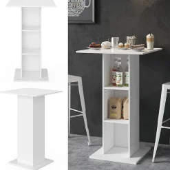 Vicco Table de bar Blanc 70x70cm