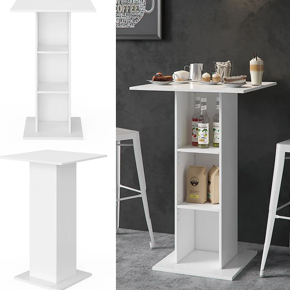 Vicco Table de bar Blanc 70x70cm