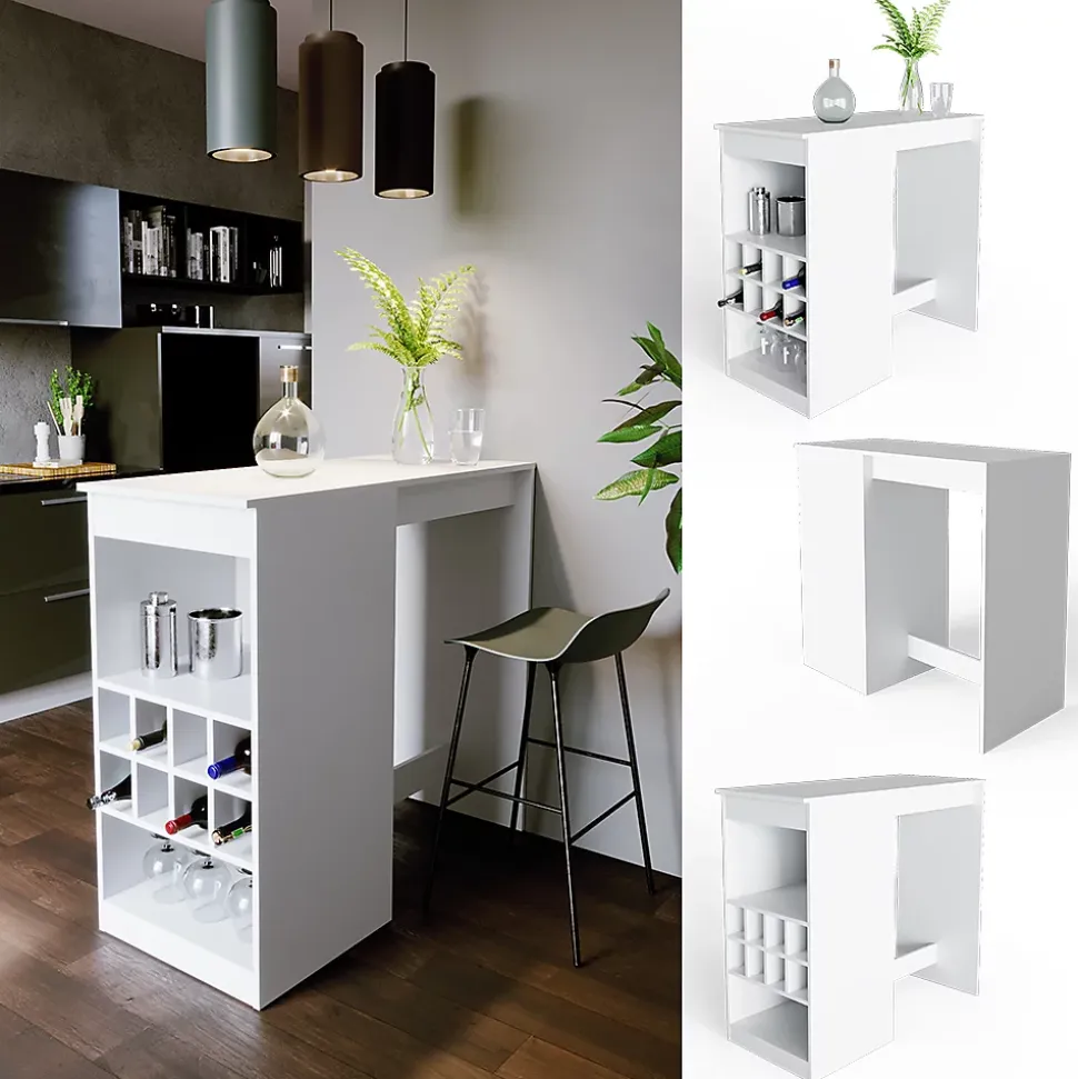 Vicco Table de bar Blanc 115x50cm
