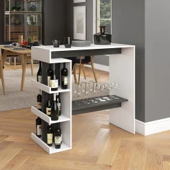 Vicco Table de bar Blanc 108x50cm
