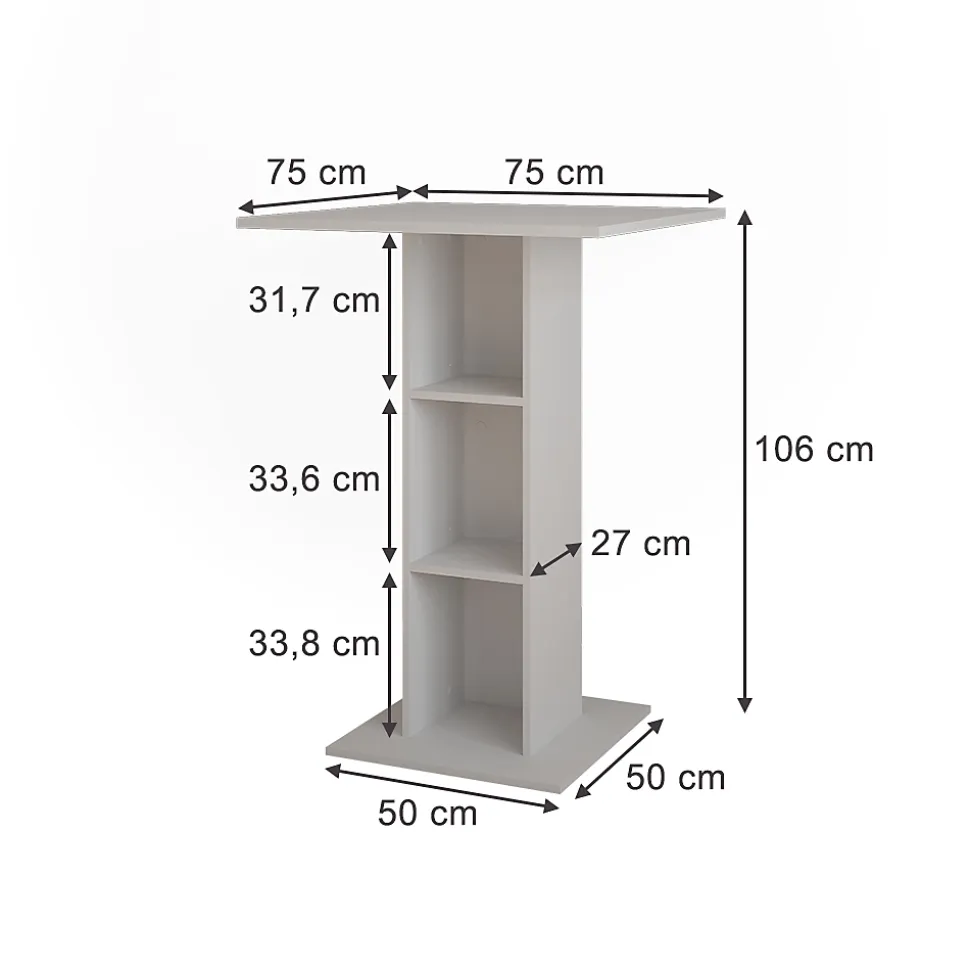 Vicco Table de bar Blanc 75x75cm