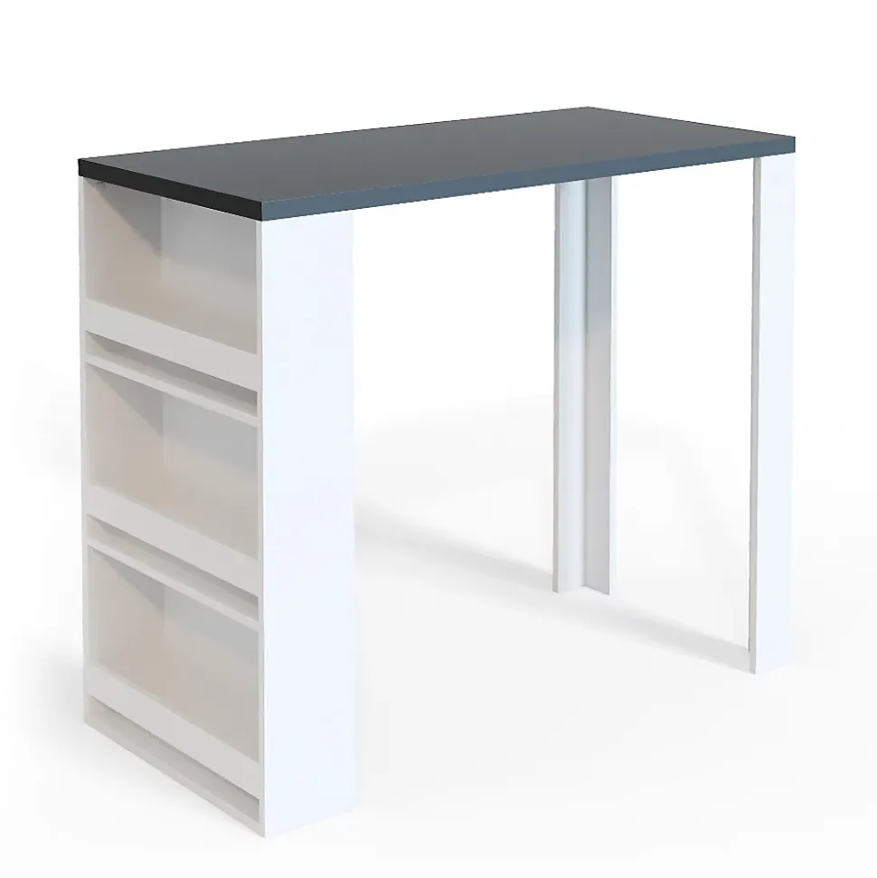 Vicco Table de bar Blanc 57x117cm avec 3 compartiments