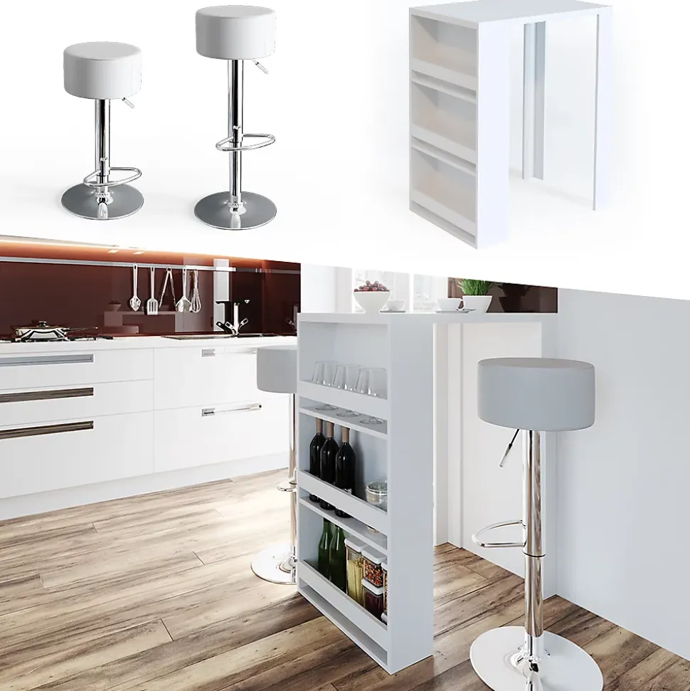 Vicco Table de bar Blanc 57x80cm