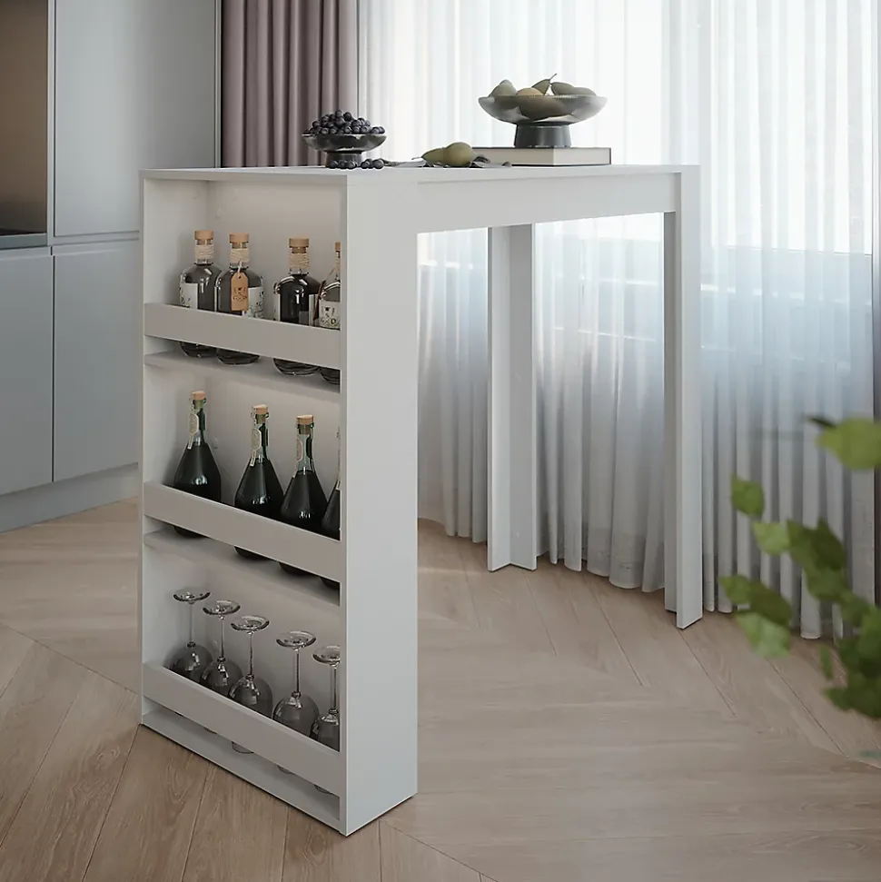 Vicco Table de bar Blanc 57x117cm