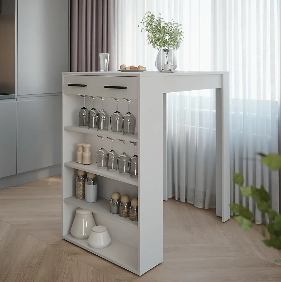 Vicco Table de bar Blanc 67x100cm