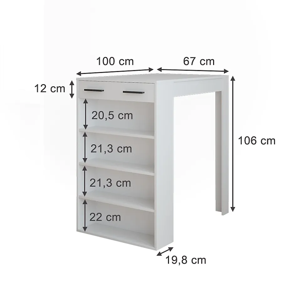 Vicco Table de bar Blanc 67x100cm