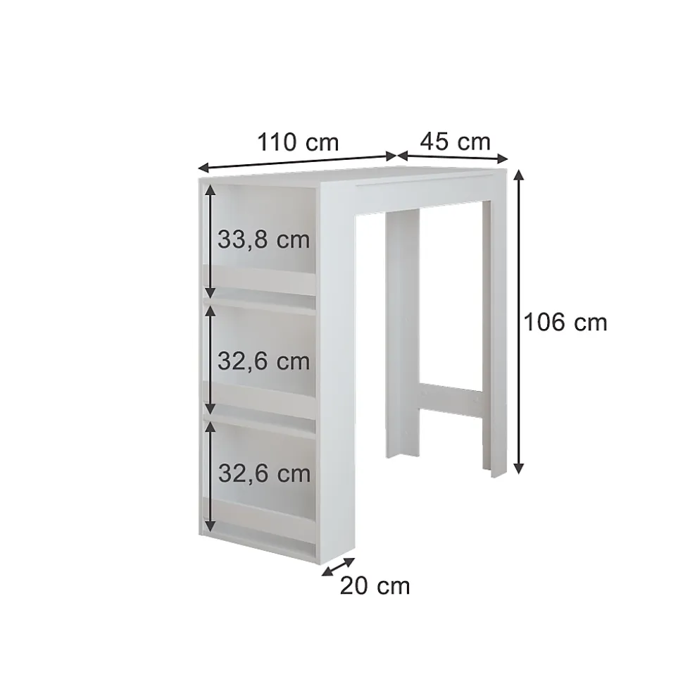 Vicco Table de bar Blanc 45x110cm