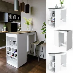 Vicco Table de bar blanc/anthracite 115x50cm