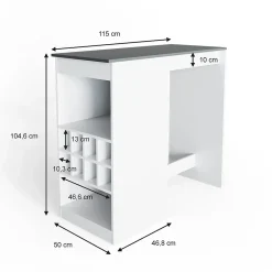 Vicco Table de bar blanc/anthracite 115x50cm