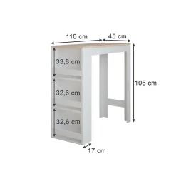 Vicco Table de bar Blanc/Sonoma 45x110cm