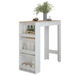 Vicco Table de bar Blanc/Sonoma 45x110cm