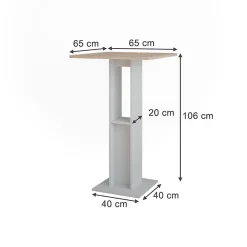 Vicco Table de bar Blanc/Sonoma 65x65cm