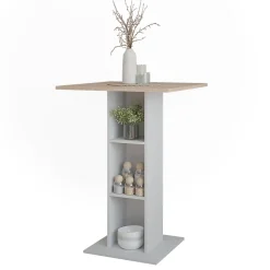 Vicco Table de bar Blanc/Sonoma 75x75cm