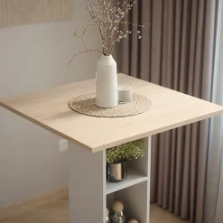 Vicco Table de bar Blanc/Sonoma 75x75cm