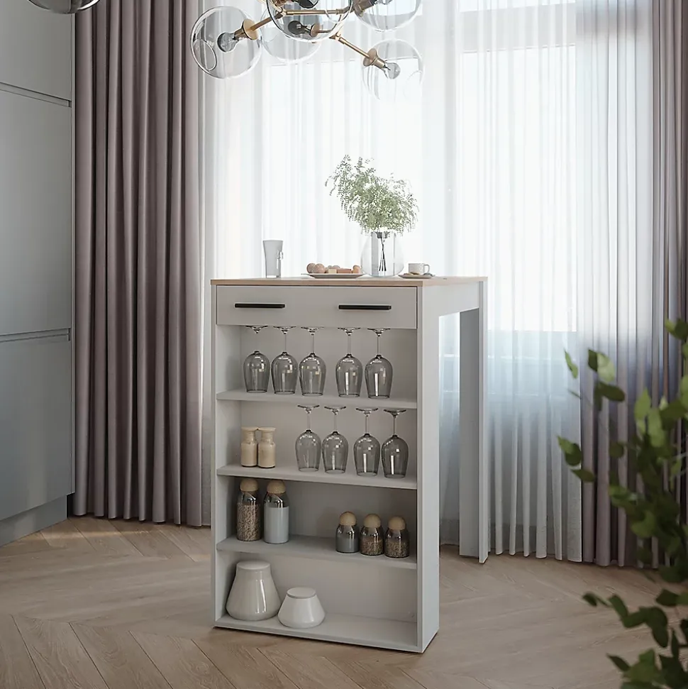 Vicco Table de bar Blanc/Sonoma 67x100cm Table de bar