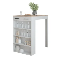 Vicco Table de bar Blanc/Sonoma 67x100cm Table de bar