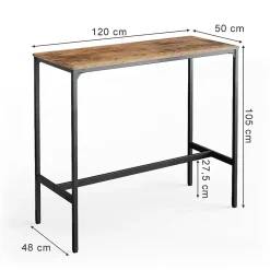 Vicco Table de bar Bois antique 120x50cm