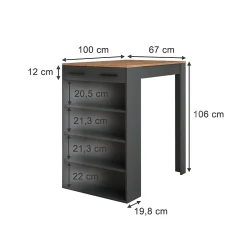 Vicco Table de bar Chêne doré/anthracite 67x100cm