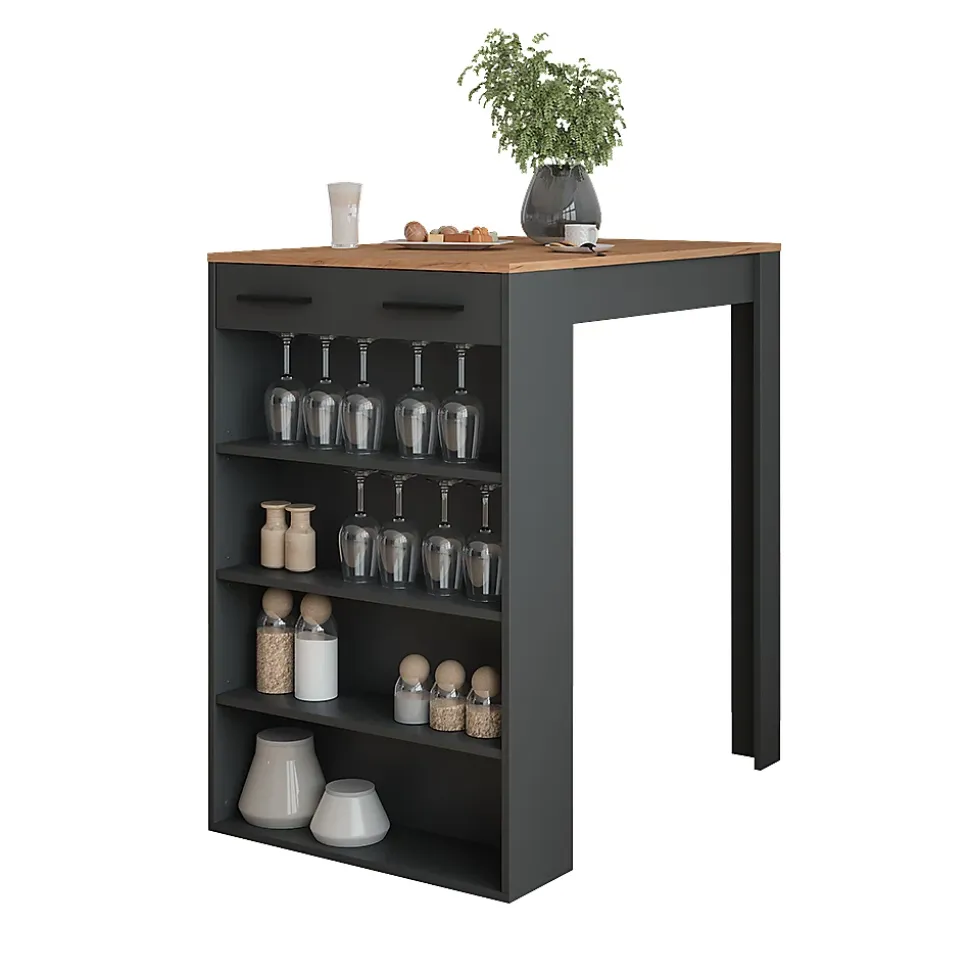 Vicco Table de bar Chêne doré/anthracite 67x100cm