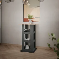 Vicco Table de bar Chêne doré/anthracite 65x65cm