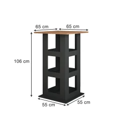 Vicco Table de bar Chêne doré/anthracite 65x65cm