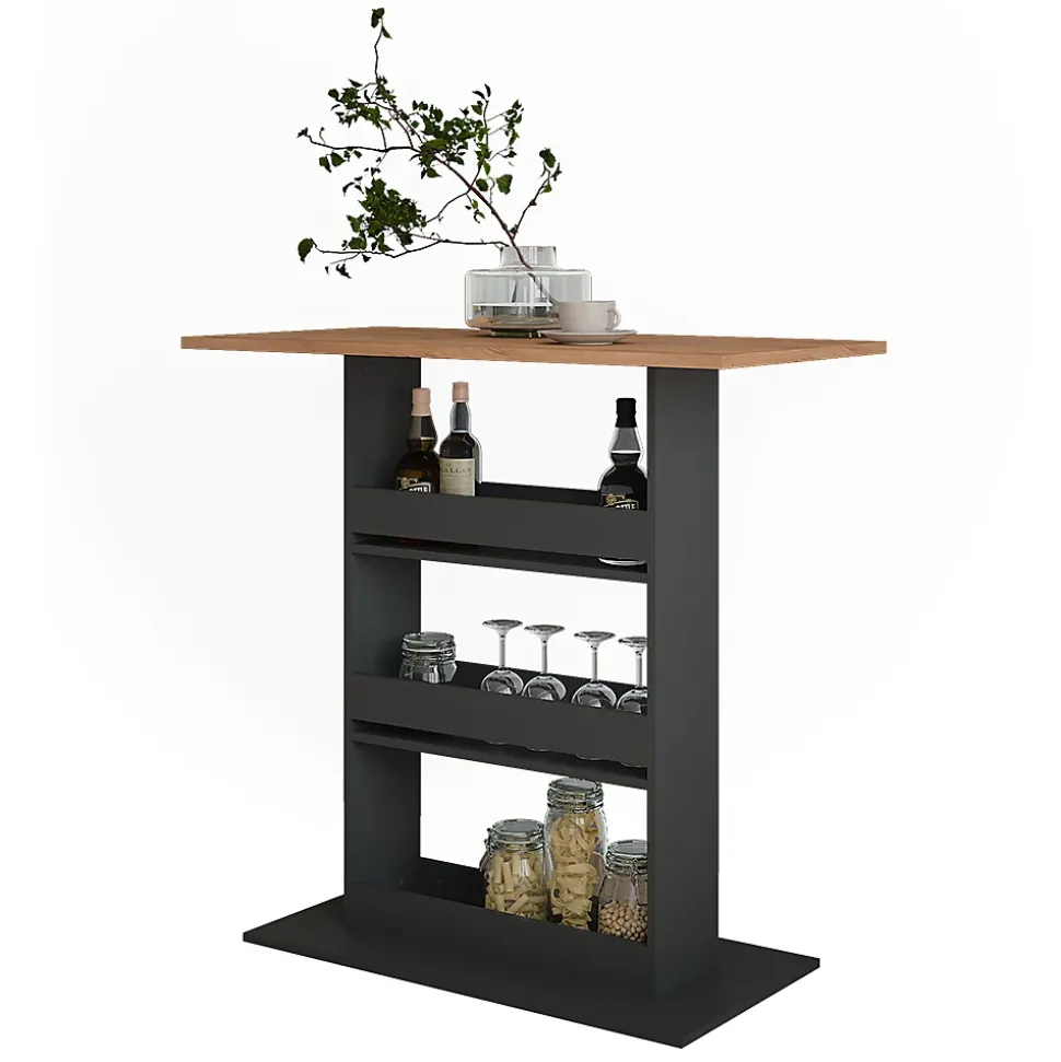 Vicco Table de bar Chêne doré/anthracite 110x55cm