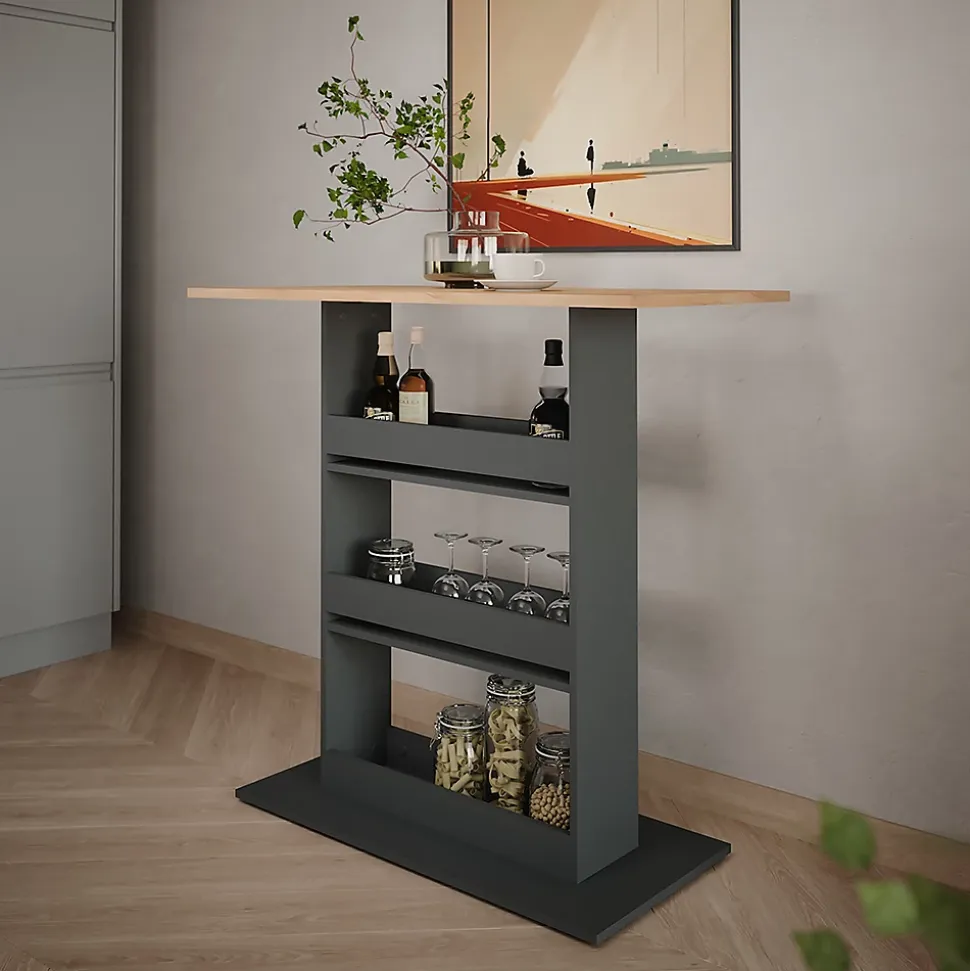 Vicco Table de bar Chêne doré/anthracite 110x55cm