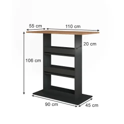 Vicco Table de bar Chêne doré/anthracite 110x55cm